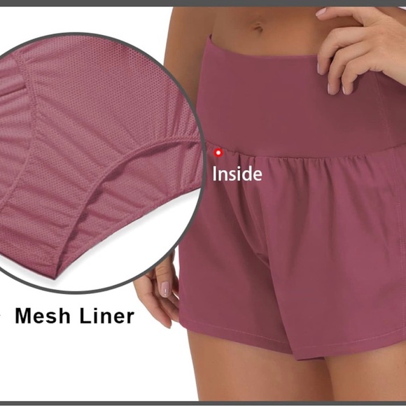 THE GYM PEOPLE High Waisted Running Shorts Rose Red M - Picture 5 of 5